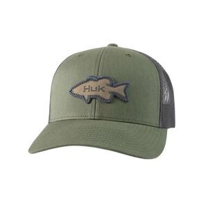 NEW HUK Fishing Hat Bass Logo Moss Green Anti-Glare SnapBack Trucker Hat Mid Pro